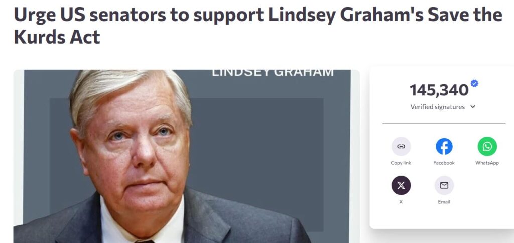 Over 145,000 Signatures Collected in 24 Hours to Support “Save the Kurds Act” in the US Congress