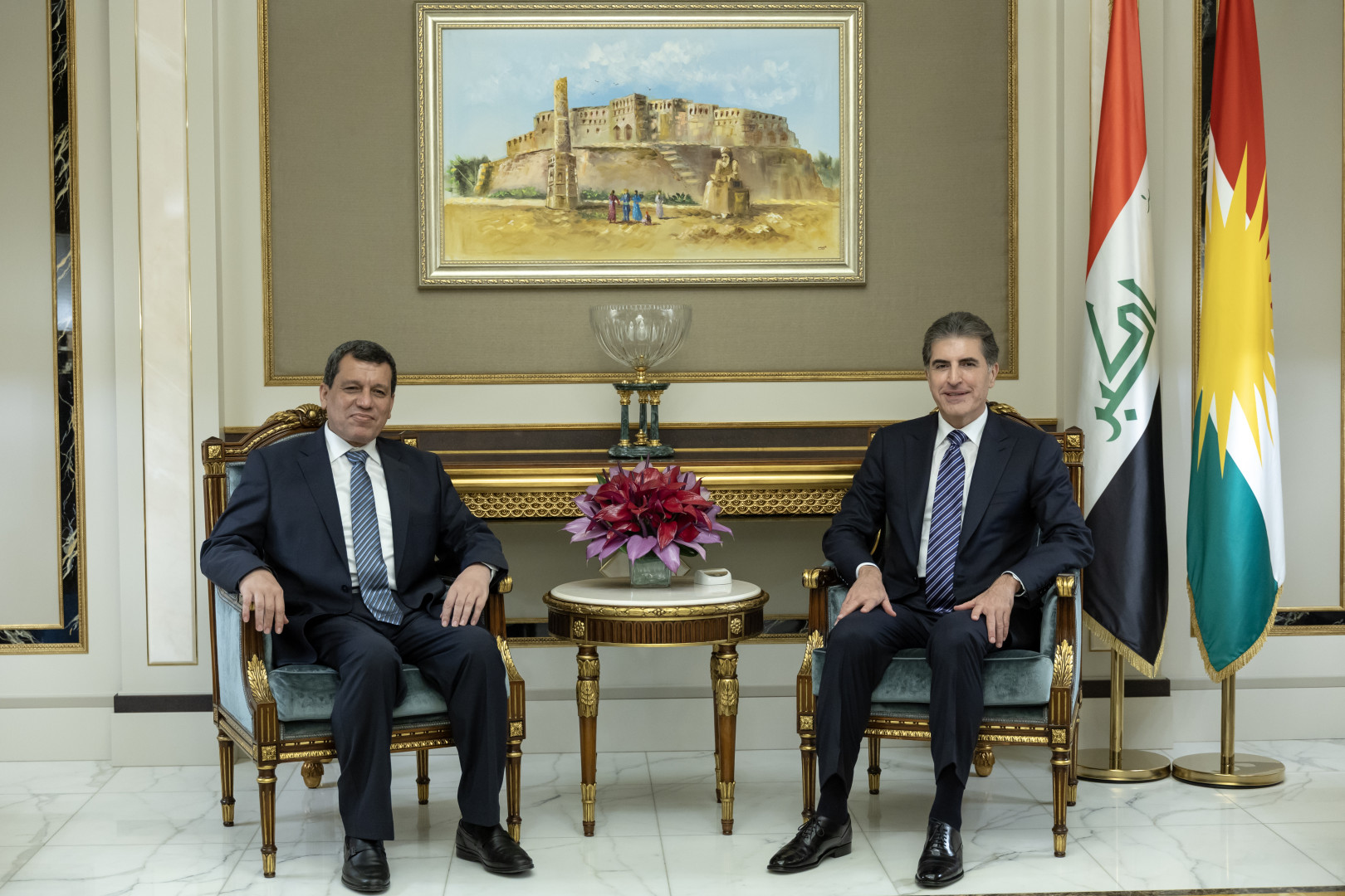 Nechirvan Barzani discusses the situation of Kurds in Syria and strengthening coordination to maintain security and stability with Mazloum Abdi and Tom Barrack