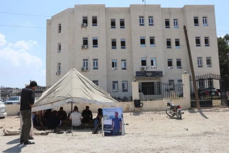 Family of a Young Kurdish Man Sit-in in Front of the Kobani Directorate to Demand Revealing His Fate
